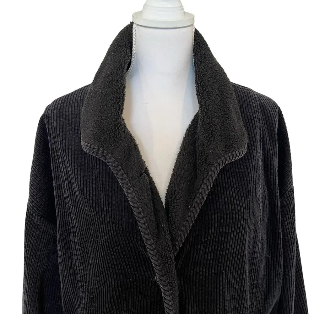 J. Jill Heritage Tumbled Cord Jacket Women's Size XL Black Washed 100% Cotton
